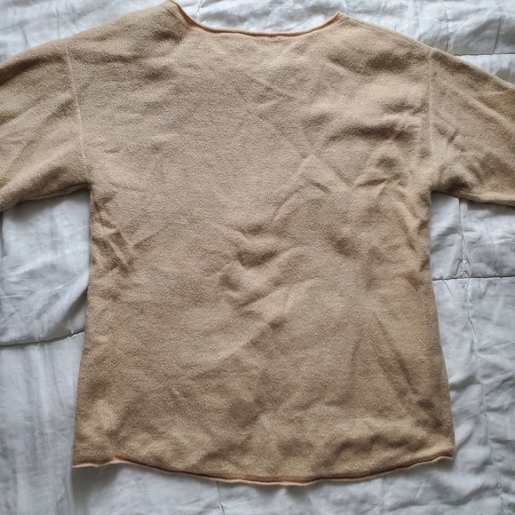 Halston Heritage Wool Blend Sparkle Shortsleeve Crew Sweater - Picture 8 of 8